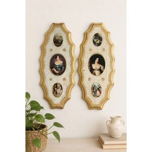 Vintage Italian Florentine Wood Wall Plaques Gold Gilded Hollywood Regency Set
